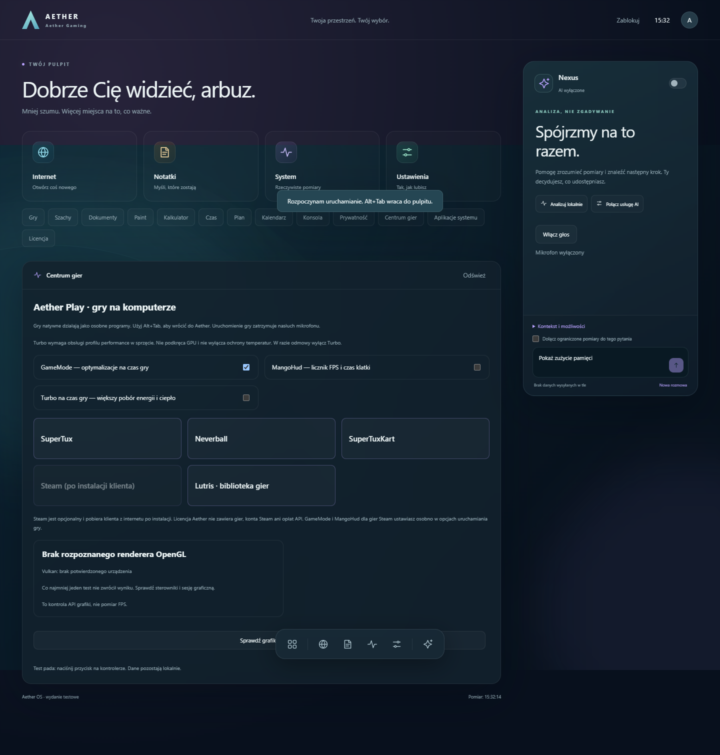 Podgląd pulpitu Aether Gaming